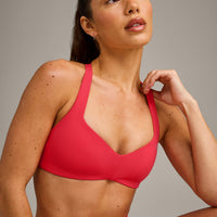 UnifiedMove™ T Back Minimal Bralette with Reflective Logo | Charged Pink