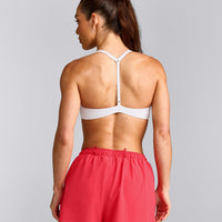 UnifiedMove™ T Back Minimal Bralette with Reflective Logo | White