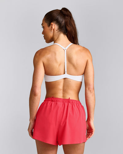 UnifiedMove™ T Back Minimal Bralette with Reflective Logo | White