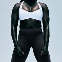 UnifiedMove™ T Back Minimal Bralette with Reflective Logo | White