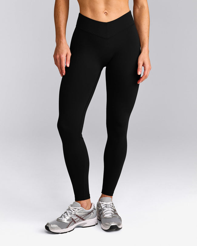 UnifiedMove™ V Front Mid Rise Leggings with Reflective Logo | Black