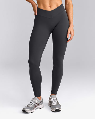 UnifiedMove™ V Front Mid Rise Leggings with Reflective Logo | Coal