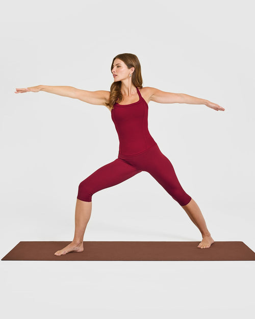 Mellow™ Rib Halter Neck Vest with Built in Bra Shelf | Ruby Red