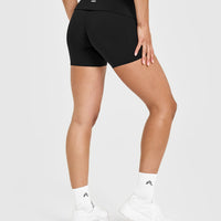 SoftMotion™ Fold Over Shorts 6" with White Logo | Black