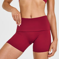 SoftMotion™ Fold Over Shorts 6" with White Logo | Ruby Red