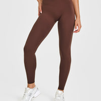 SoftMotion™ High Waisted Leggings with White Logo | Espresso Brown