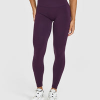 EffortlessLift™ Seamless Leggings with White Logo | Blackberry Purple