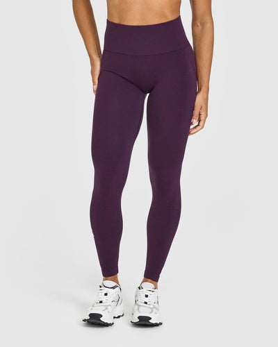 EffortlessLift™ Seamless Leggings with White Logo | Blackberry Purple