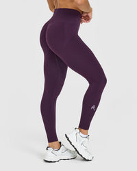 EffortlessLift™ Seamless Leggings with White Logo | Blackberry Purple