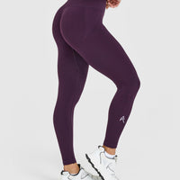 EffortlessLift™ Seamless Leggings with White Logo | Blackberry Purple