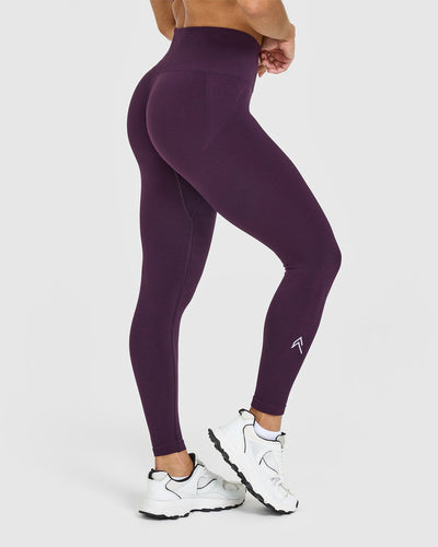 EffortlessLift™ Seamless Leggings with White Logo | Blackberry Purple