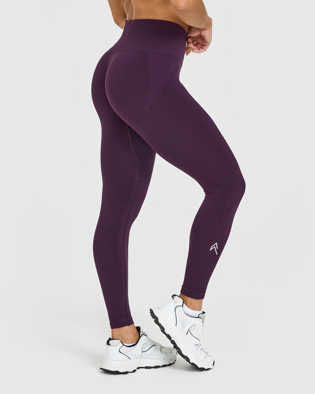 EffortlessLift™ Seamless Leggings with White Logo | Blackberry Purple