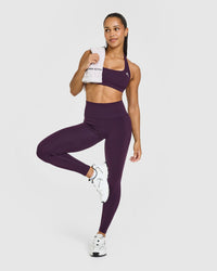 EffortlessLift™ Seamless Leggings with White Logo | Blackberry Purple