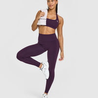 EffortlessLift™ Seamless Leggings with White Logo | Blackberry Purple