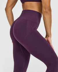 EffortlessLift™ Seamless Leggings with White Logo | Blackberry Purple