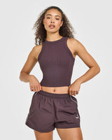 Mellow™ Rib High Neck Mid Tank Top | Umber Brown