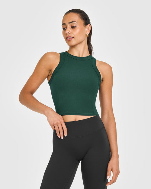 Oner Modal Mellow™ Rib High Neck Mid Tank Top | Racing Green