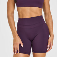 UnifiedMove™ High Waisted Shorts White Logo 6" | Blackberry Purple