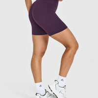 UnifiedMove™ High Waisted Shorts White Logo 6" | Blackberry Purple