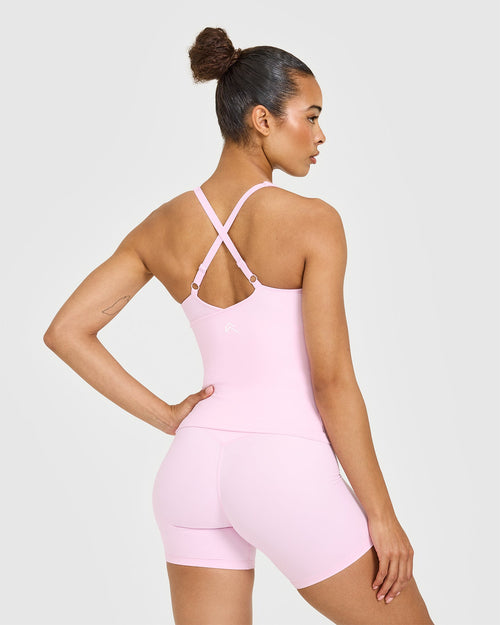Unified V Neck Cross Back Vest | Chalk Pink