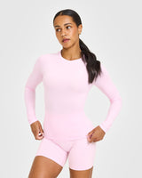 Go To Seamless Fitted Long Sleeve Top | Chalk Pink