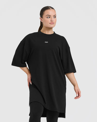 Raising The Bar Graphic Longline T Shirt Black