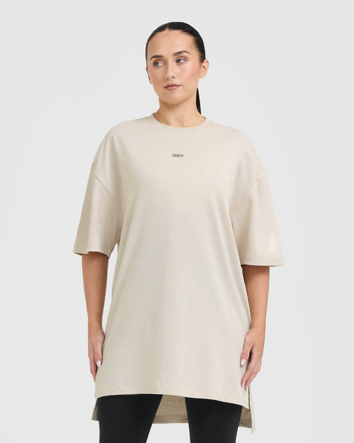 Oner Modal Raising The Bar Graphic Longline T-Shirt | Sand