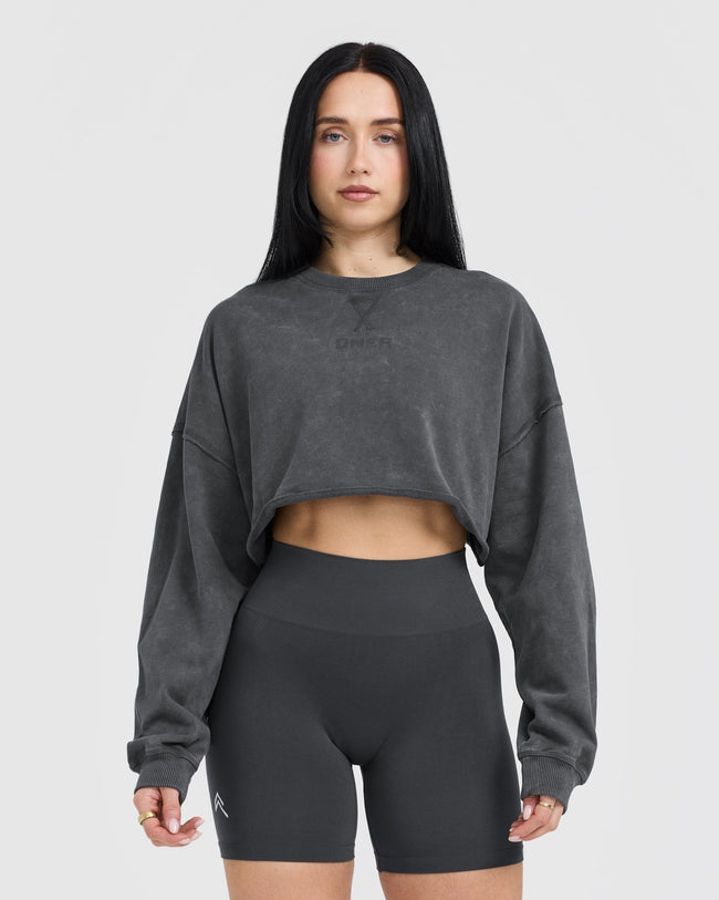 Raw Lounge Crop Sweatshirt Coal