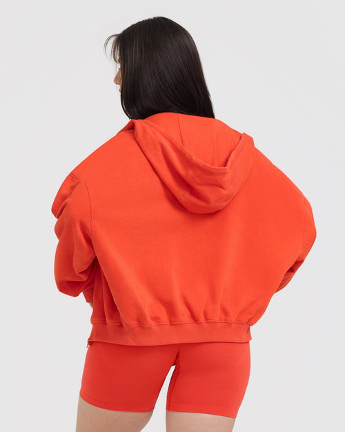 Raw Lounge Oversized Zip Hoodie | Charged Orange