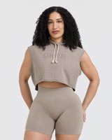 Raw Lounge Sleeveless Crop Hoodie | Washed Minky