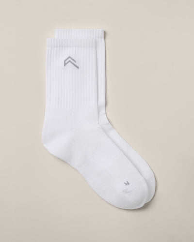Crew Socks 3 Pack with Grey Logo | White