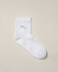 Mid Crew Socks 3 Pack with Grey Logo | White