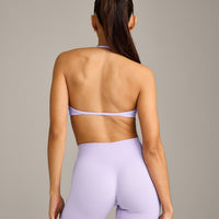 EnhanceLift™ Seamless Minimal Halter Neck Bralette with Grey Logo | Lavender Purple