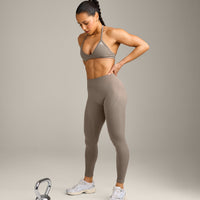 EnhanceLift™ Seamless Minimal Halter Neck Bralette with Grey Logo | Warm Minky