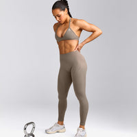 EnhanceLift™ Seamless Minimal Halter Neck Bralette with Gray Logo | Warm Minky