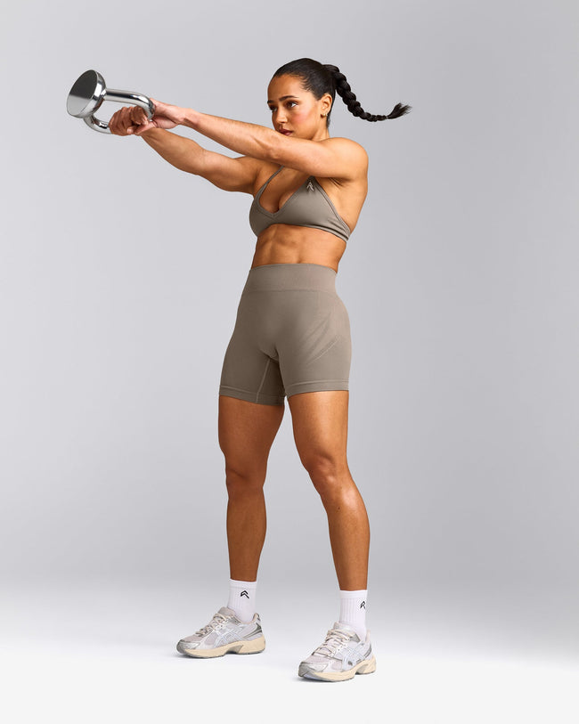 EnhanceLift™ Seamless Shorts with Gray Logo | Warm Minky