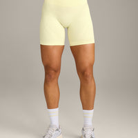 EnhanceLift™ Seamless Shorts with Grey Logo | Pastel Yellow