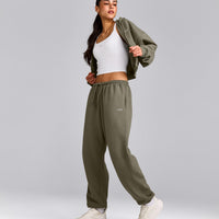Foundations All Season Cropped Zip Up Hoodie | Alpine Green