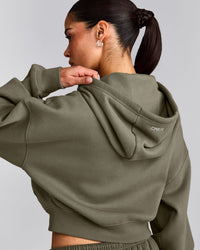 Foundations All Season Cropped Zip Up Hoodie | Alpine Green