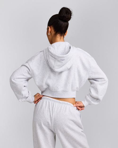 Foundations All Season Cropped Zip Up Hoodie | Gray Marl
