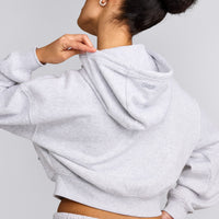 Foundations All Season Cropped Zip Up Hoodie | Gray Marl