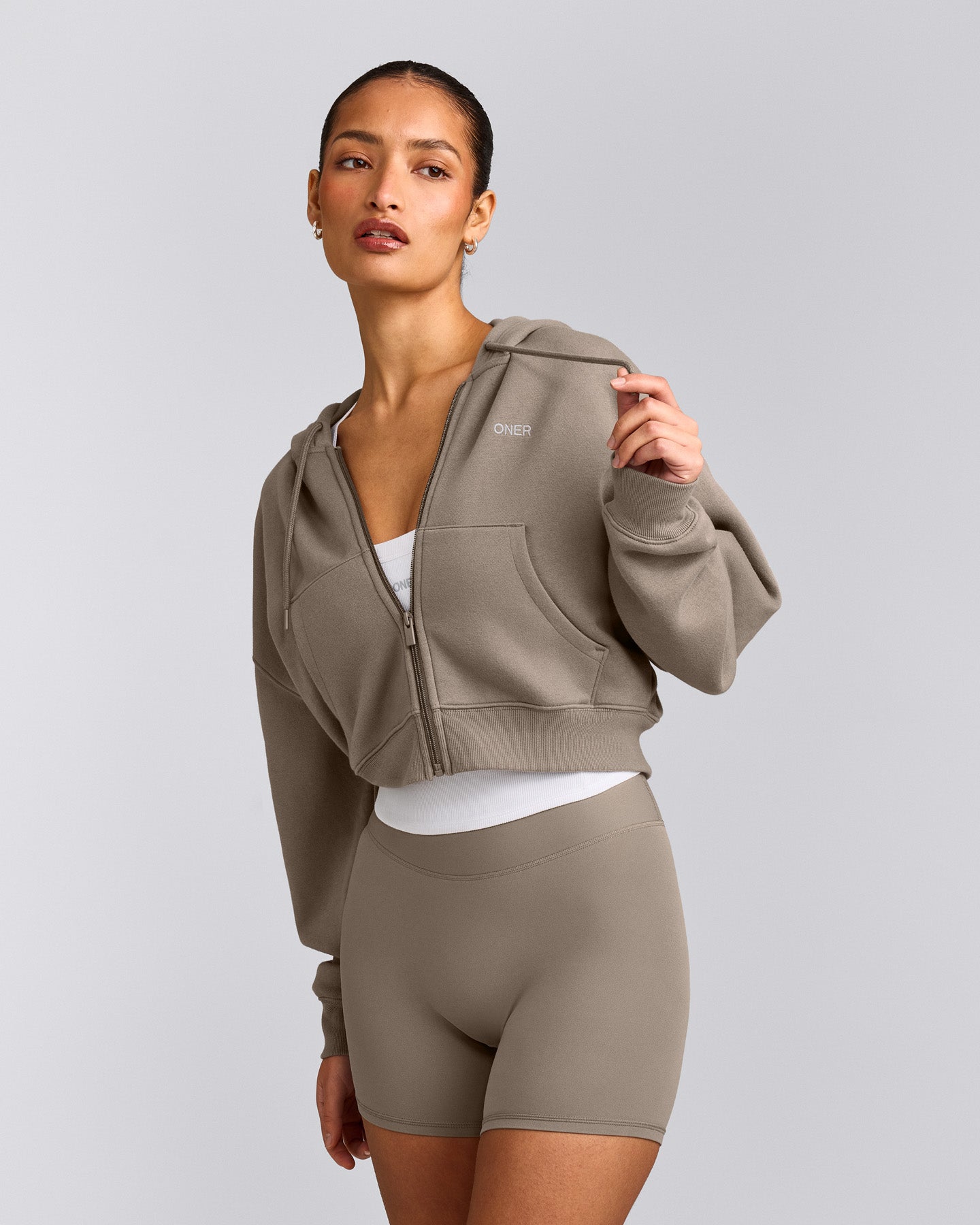 Foundations All Season Cropped Zip Up Hoodie | Minky