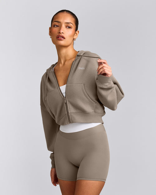 Foundations All Season Cropped Zip Up Hoodie | Minky