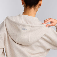Foundations All Season Cropped Zip Through Hoodie | Oat Marl