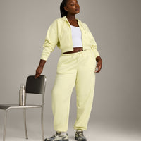 Foundations All Season Cropped Zip Through Hoodie | Pastel Yellow