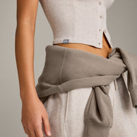 Mellow™ Rib Mid Short Sleeve Cardigan | Oat Marl