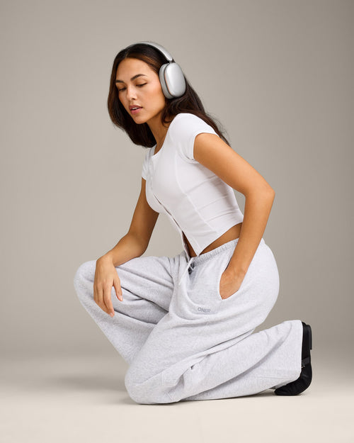 Mellow™ Rib Mid Short Sleeve Cardigan | White