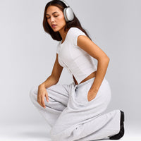 Mellow™ Rib Mid Short Sleeve Cardigan | White