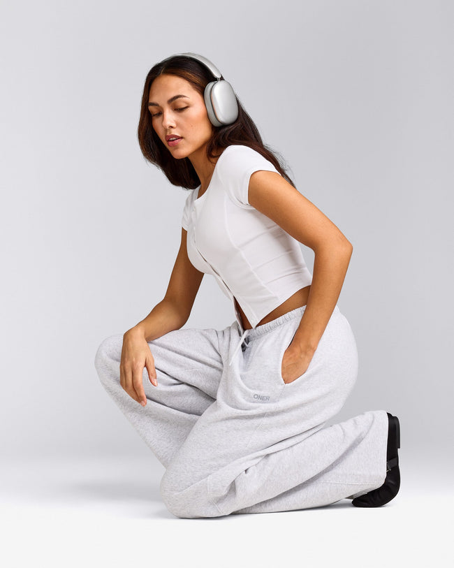 Mellow™ Rib Mid Short Sleeve Cardigan | White