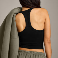 Mellow™ Rib Racer Back Mid Vest with Built in Bra Shelf | Black